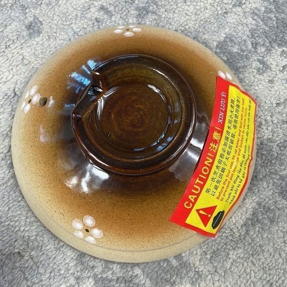 New Ceramic Clay Pot Helperware Hot Pot Soup Lidded Brown Flowers Floral Design - Picture 8 of 12